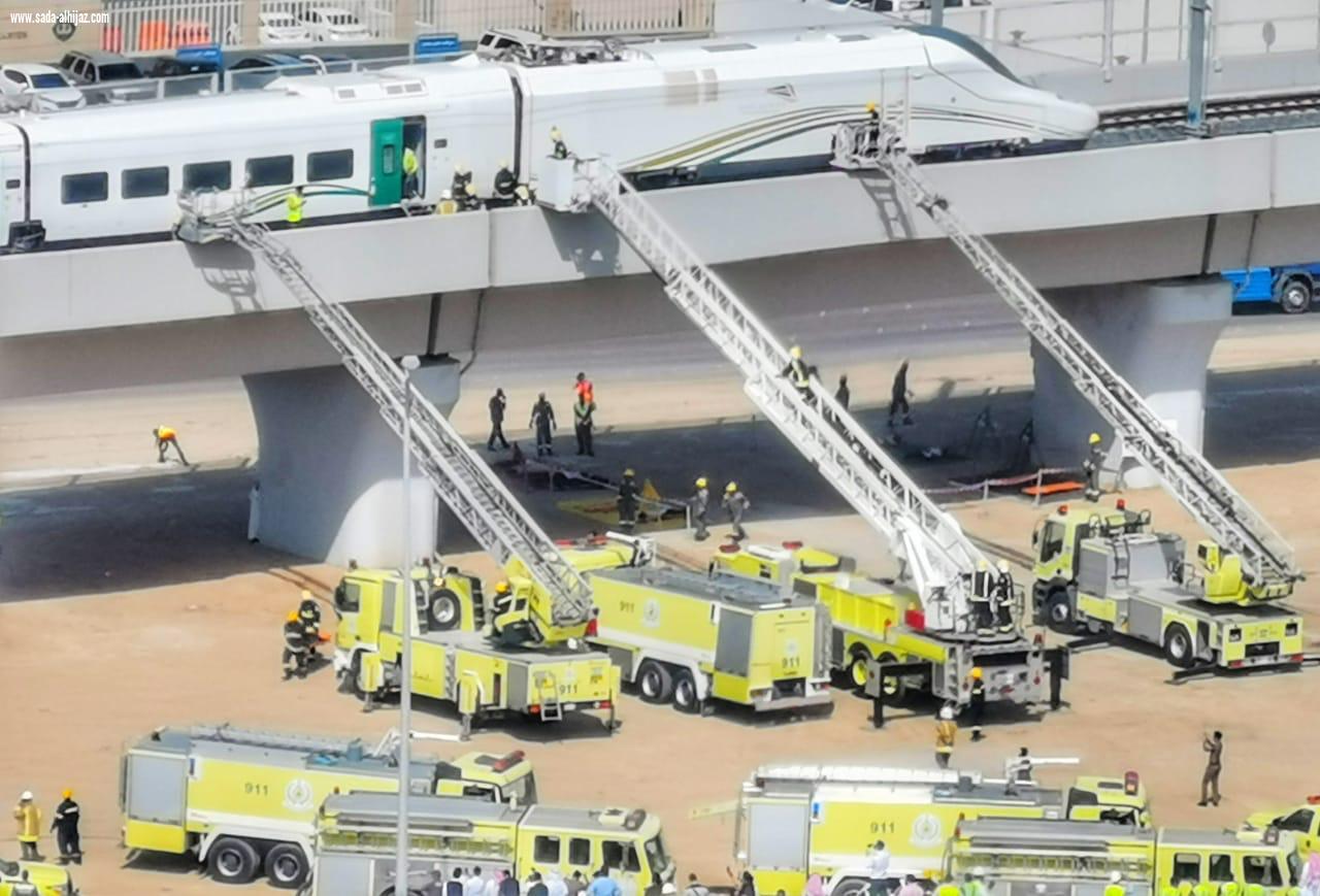 في خطة افتراضية نفذها الدفاع المدني   انحراف قطار عن مساره يخلف وفيات ومصابين في جدة