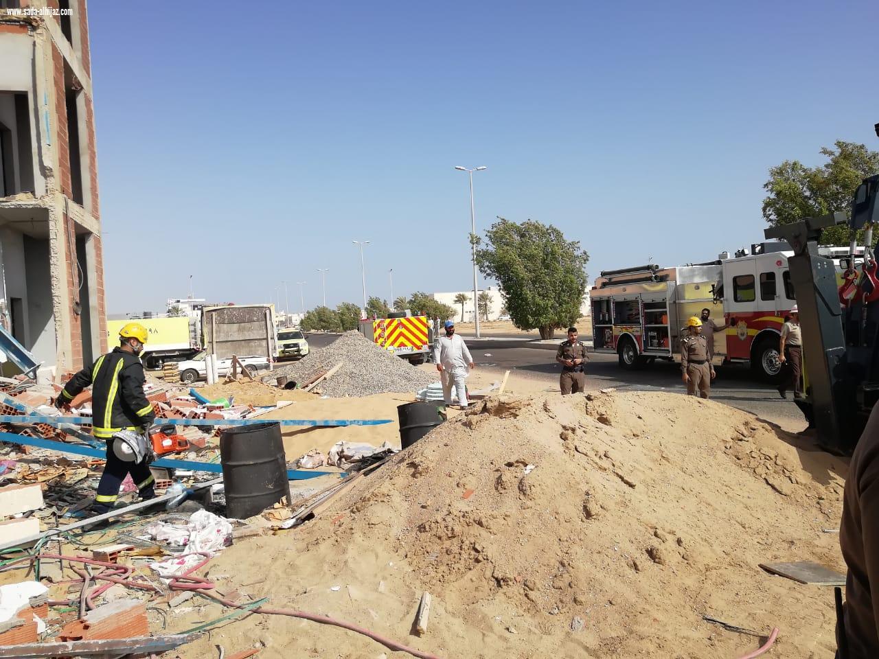  احتجازات..وحالتي وفاة لمقيمين إثر حادث انهيار مبنى تحت الإنشاء بينبع