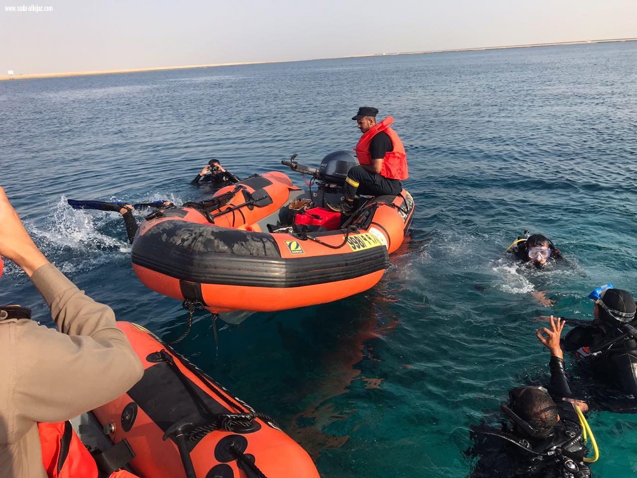 ادارة الدفاع المدني بمحافظة ينبع بالتعاون مع حرس الحدود تنفذ الفترة الثانية من البرنامج التدريبي للغوص في منطقة شرم ينبع