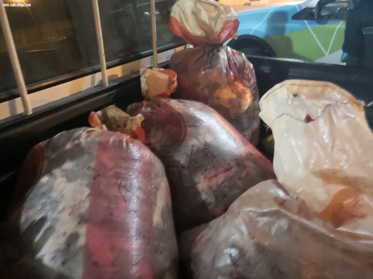 ضبط سيارة نقل في محاولة تهريب لحوم فاسدة الى مكة