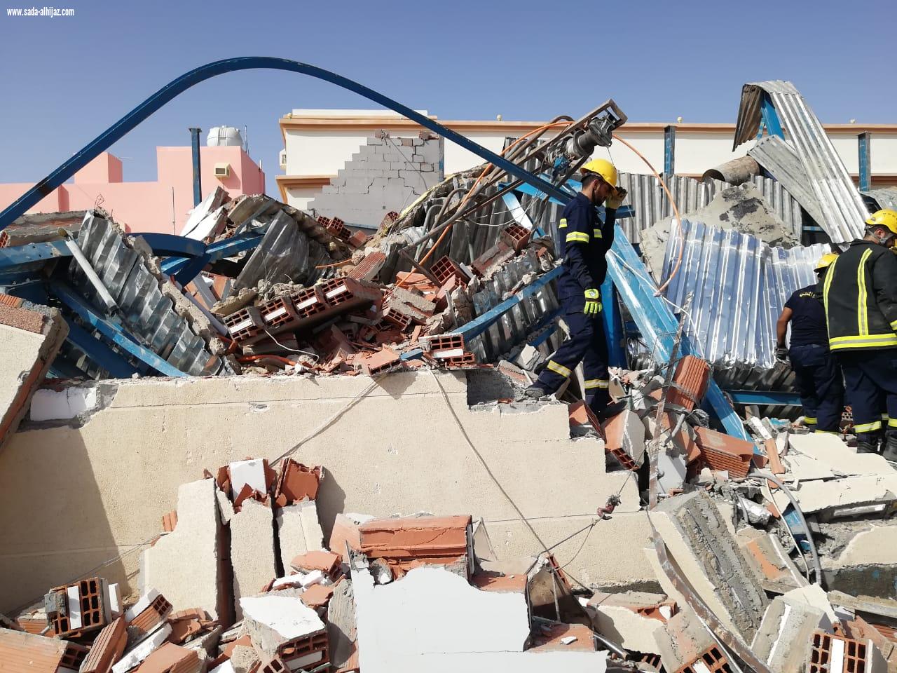  احتجازات..وحالتي وفاة لمقيمين إثر حادث انهيار مبنى تحت الإنشاء بينبع