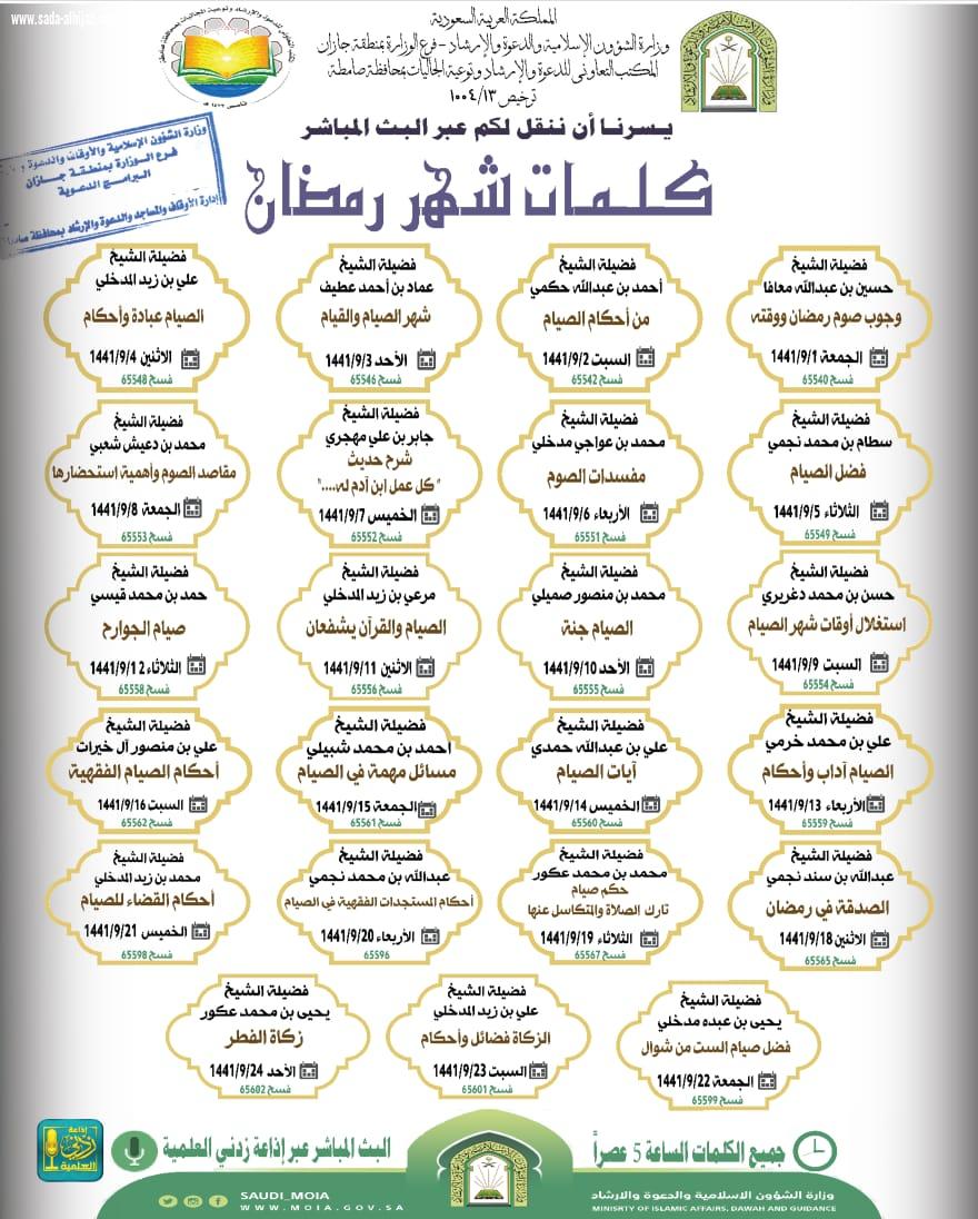 كلمات دعوية في شهر رمضان المبارك بإسلامية جازان