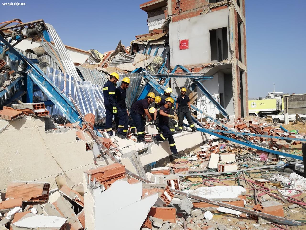  احتجازات..وحالتي وفاة لمقيمين إثر حادث انهيار مبنى تحت الإنشاء بينبع