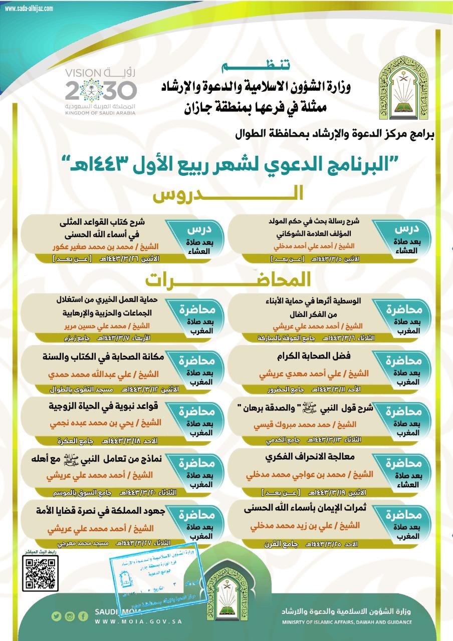 12برنامجا ينفذها مركز الدعوة والإرشاد بمحافظة الطوال