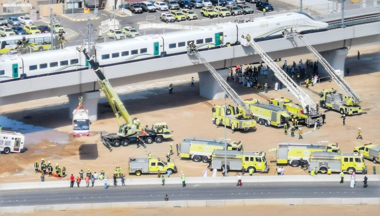 في خطة افتراضية نفذها الدفاع المدني   انحراف قطار عن مساره يخلف وفيات ومصابين في جدة