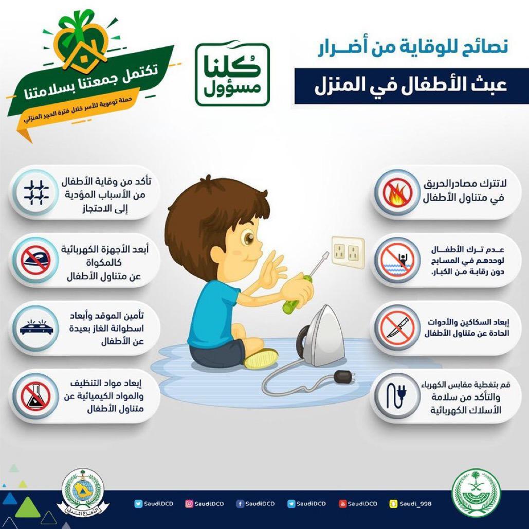 من خلال الإنتشار التفاعلي عبر برامج التواصل الاجتماعي إدارة الدفاع المدني محافظة الطوال تفعل وتنشر حملة  سلامتك بمنزلك غايتنا