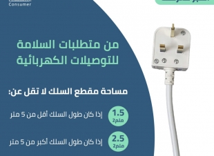 حماية المستهلك» تحدد مُواصفات سلك «التوصيلة الكهربائية» المطابق للجودة