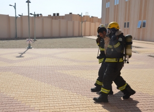 إدارة الدفاع المدني بمحافظة العلا تنفذ فرضية حادث وهمي بفرع جامعة طيبة بالعلا شطر الطالبات