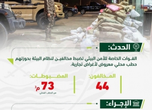 القوات الخاصة للأمن البيئي تضبط مخالفين لنظام البيئة لبيعهم حطبًا محليًا لأغراض تجارية