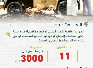 توقيف 11 مواطنًا أشعلوا النار بمتنزه الملك عبدالعزيز الوطني بالسودة