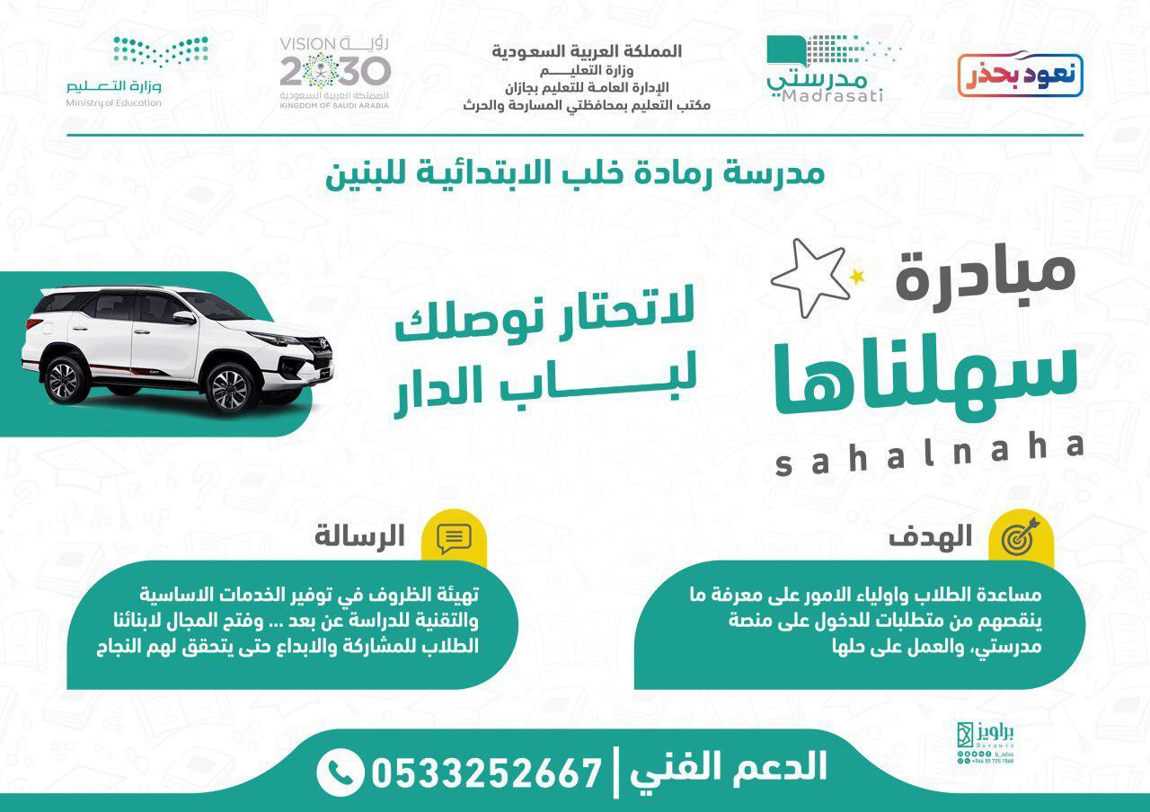 الموظف الضامري عبر مركبته الخاصة يقدم الدعم الفني للطلاب في منازلهم 