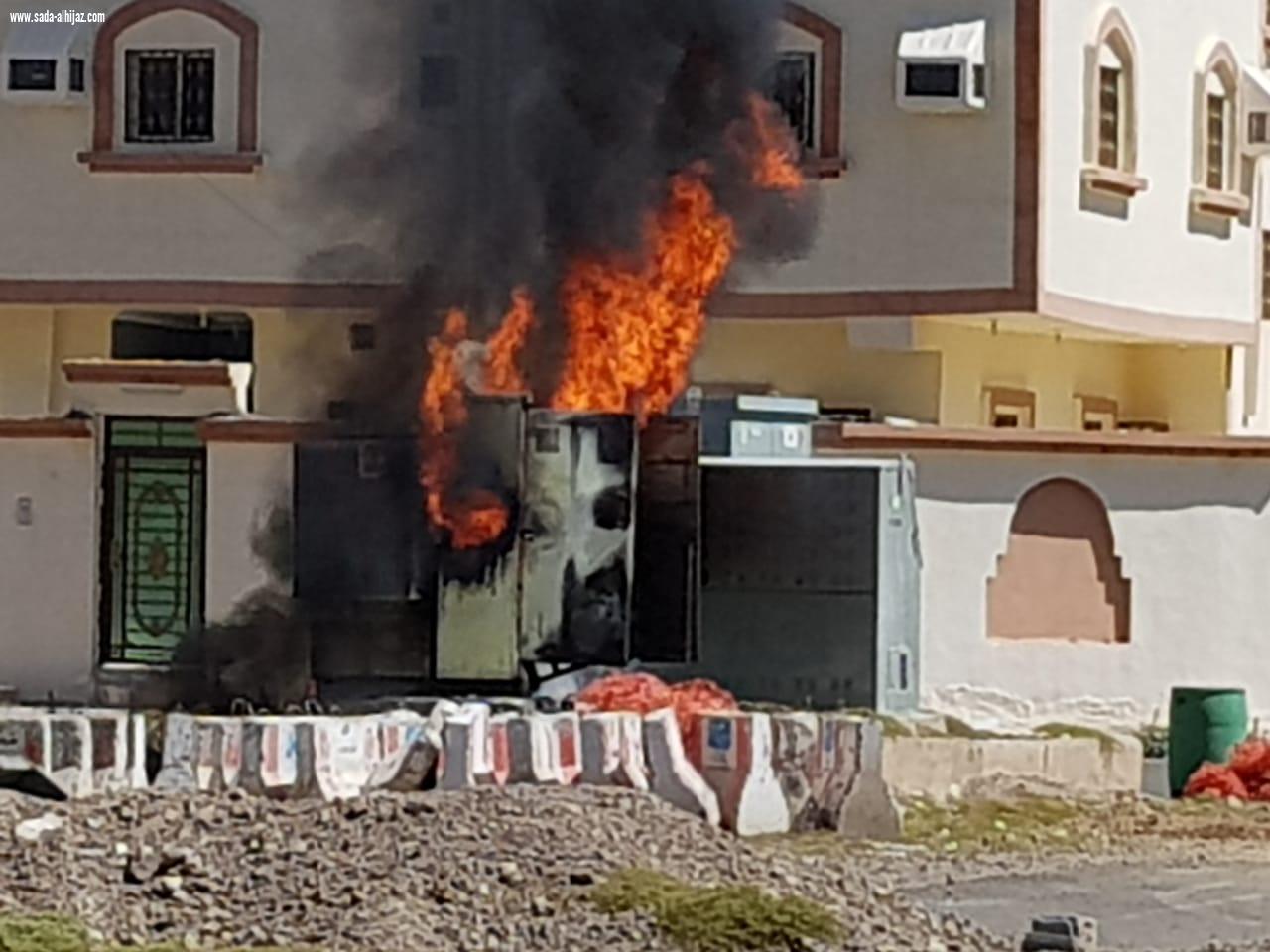 نشوب حريق بمحول كهربائي بحي البيداء بالمدينة المنورة