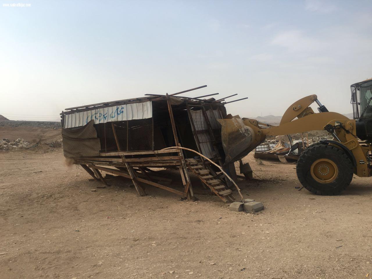 إزالة مخيمات طريق مكة جدة السريع
